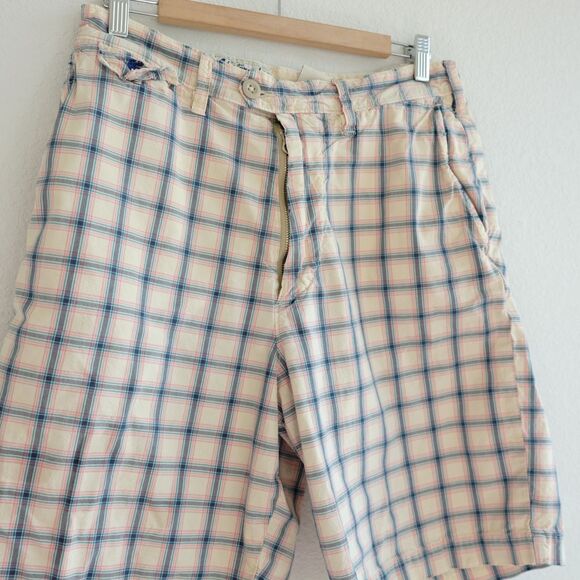 Vintage Abercrombie & Fitch Men's Bermuda Shorts Cream Pink Blue Sz 30 - Picture 6 of 16